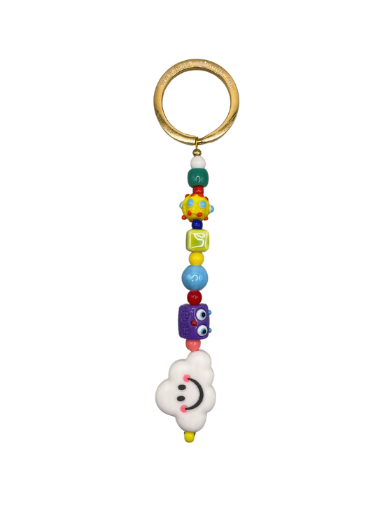 Funky Cloud Bead Keychain