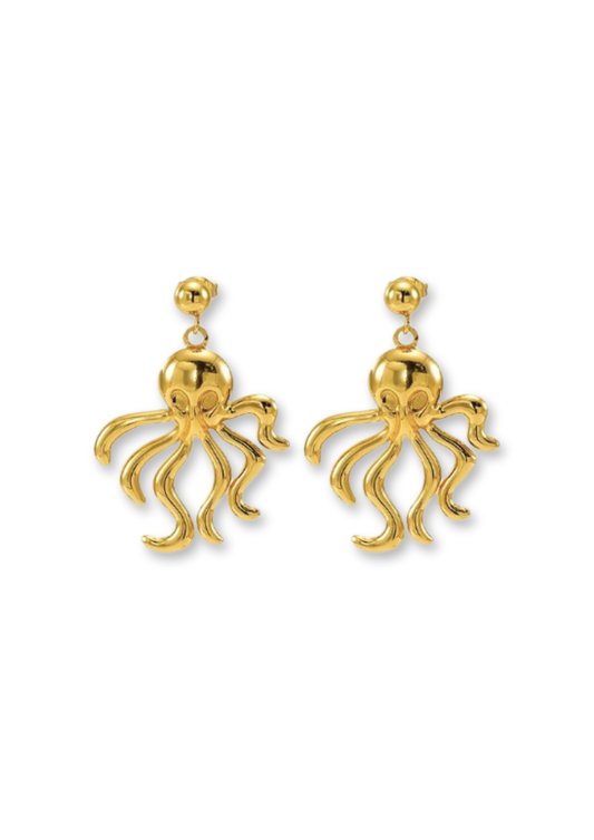 Golden Squid Earrings ~ 2 pc
